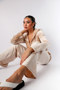 Velour Tracksuit Set in Chai