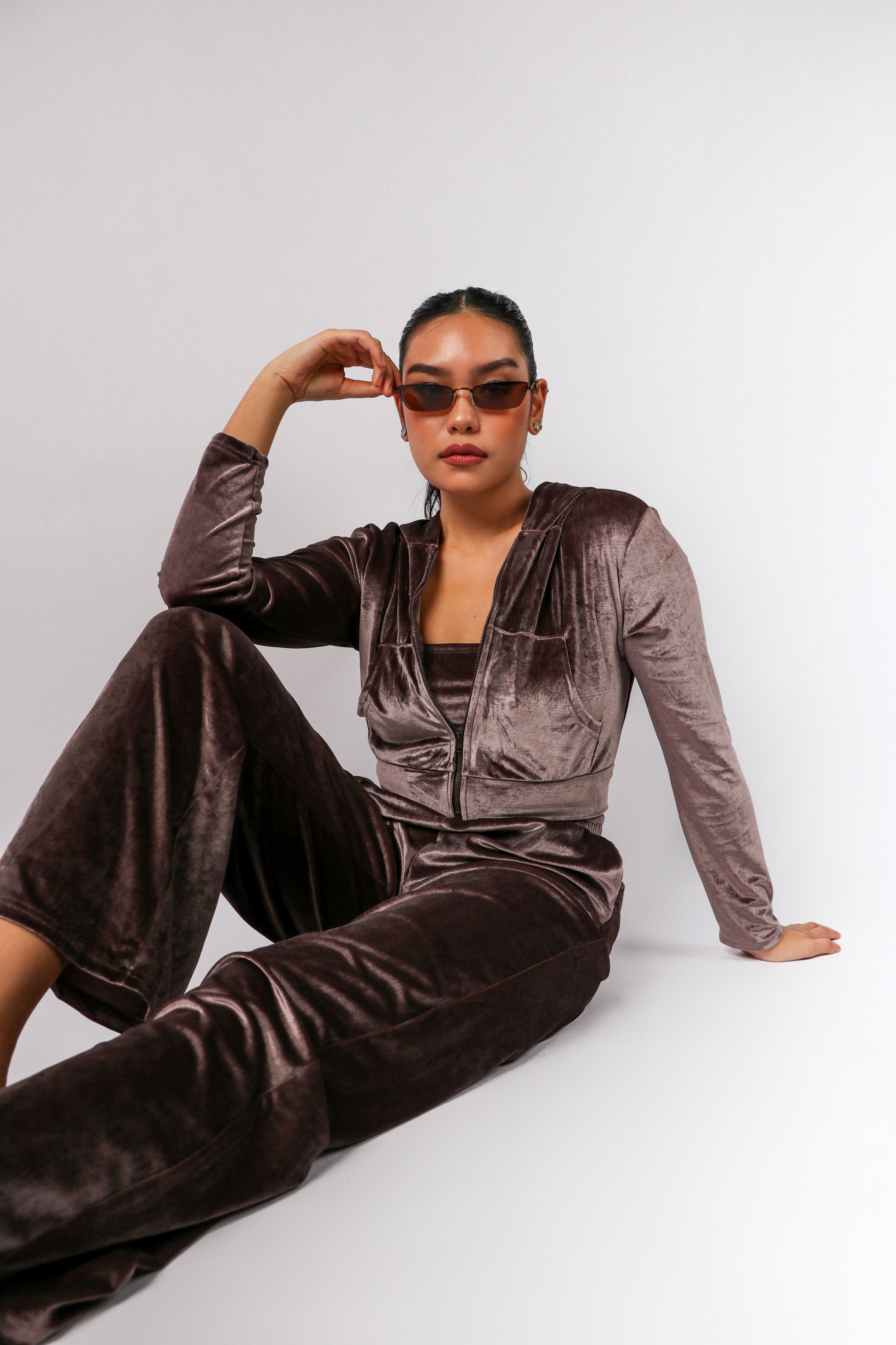 Velvet velour tracksuit on sale