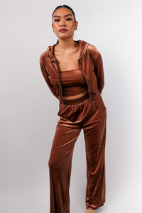 Velour Tracksuit Set in Copper